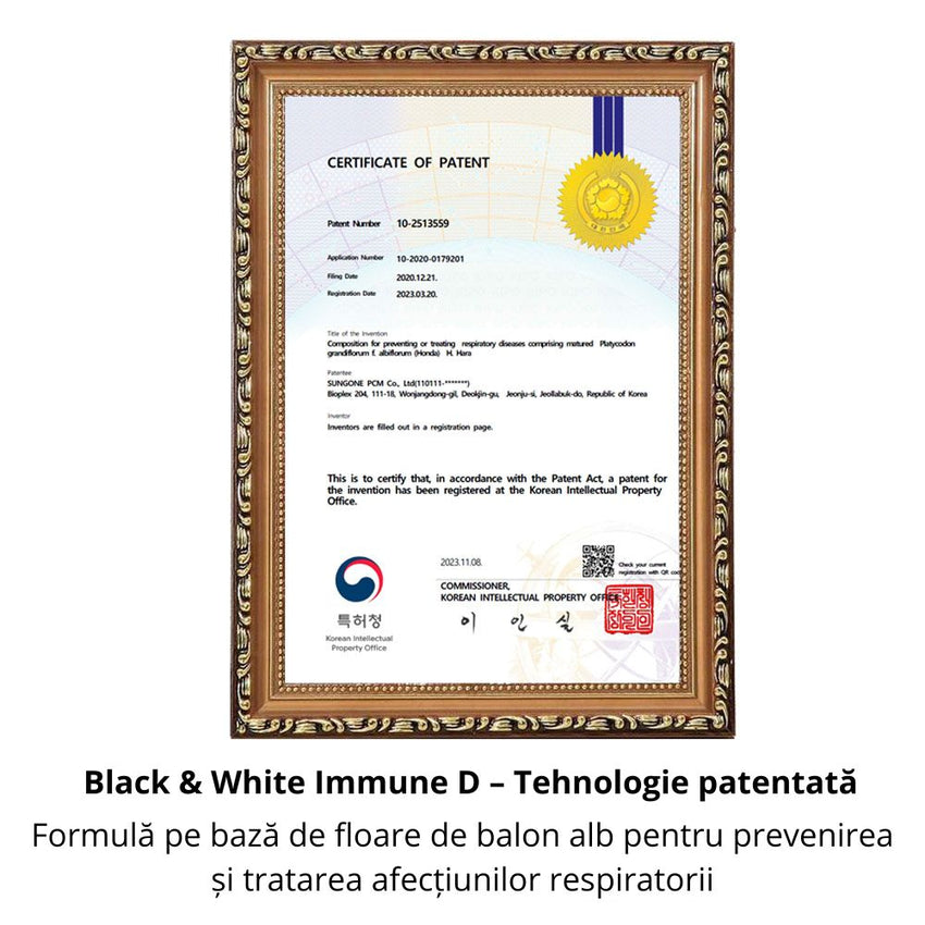 Black & White Immune D – Imunostimulator Natural și Protecție pentru Căile Respiratorii