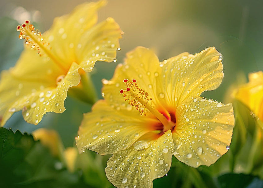 Câmp de Hibiscus Auriu - sursa colagenului vegetal coreean